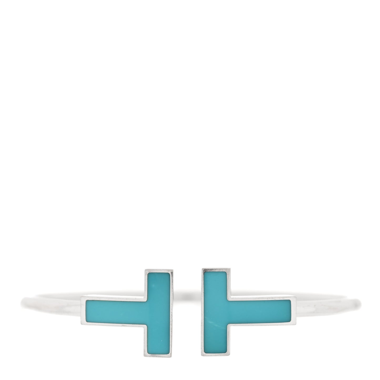 18K White Gold Turquoise Wide T Wire Bracelet