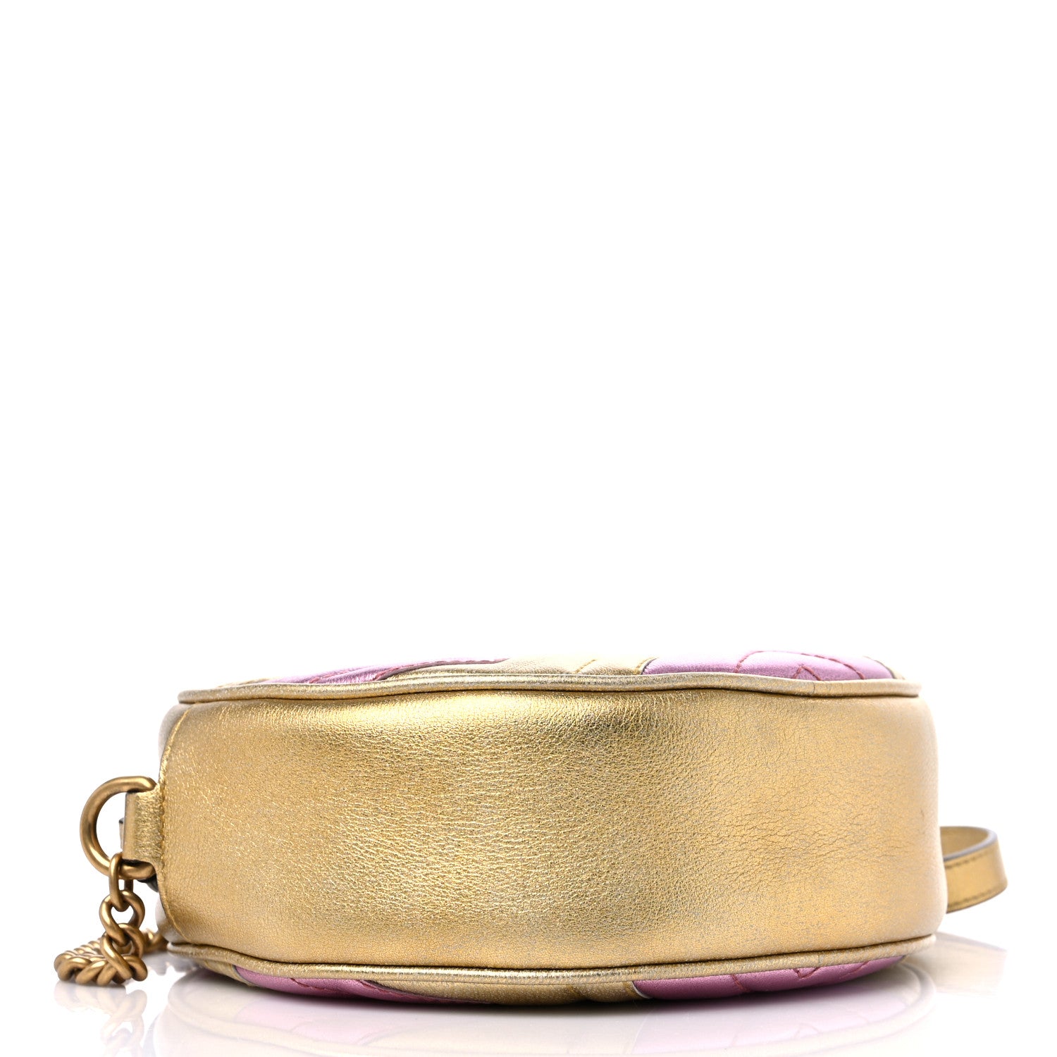 Gucci Metallic Nappa Matelasse Heart Mini GG Marmont Round Shoulder Bag Oro Vecchio Rosa 4 of 9