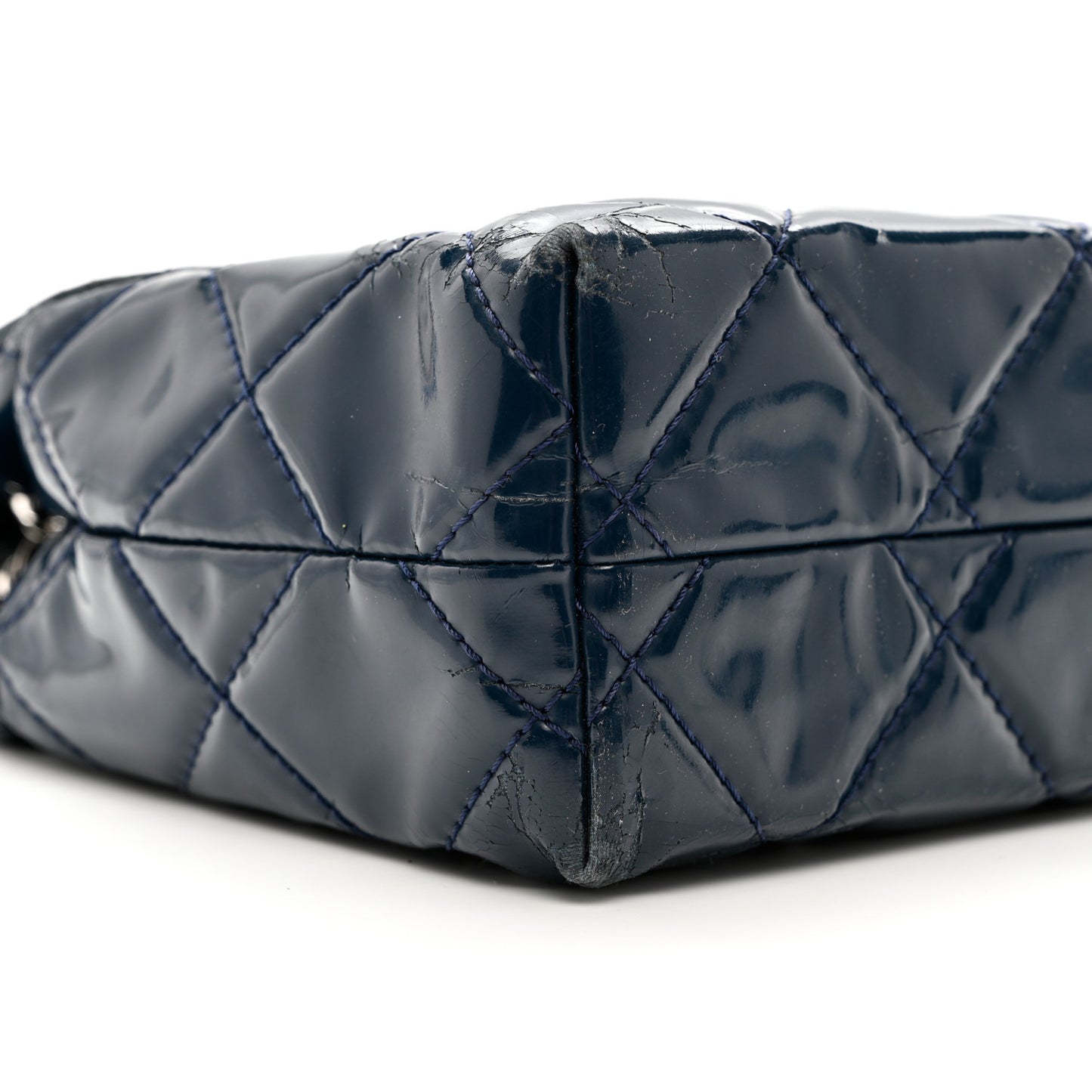 Vinyl Quilted In the Business Flap Bag Navy Blue