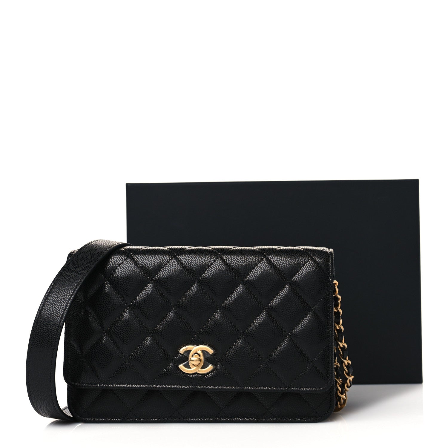 Chanel Caviar Quilted Twist Your Buttons Wallet On Chain WOC Black 10 of 10