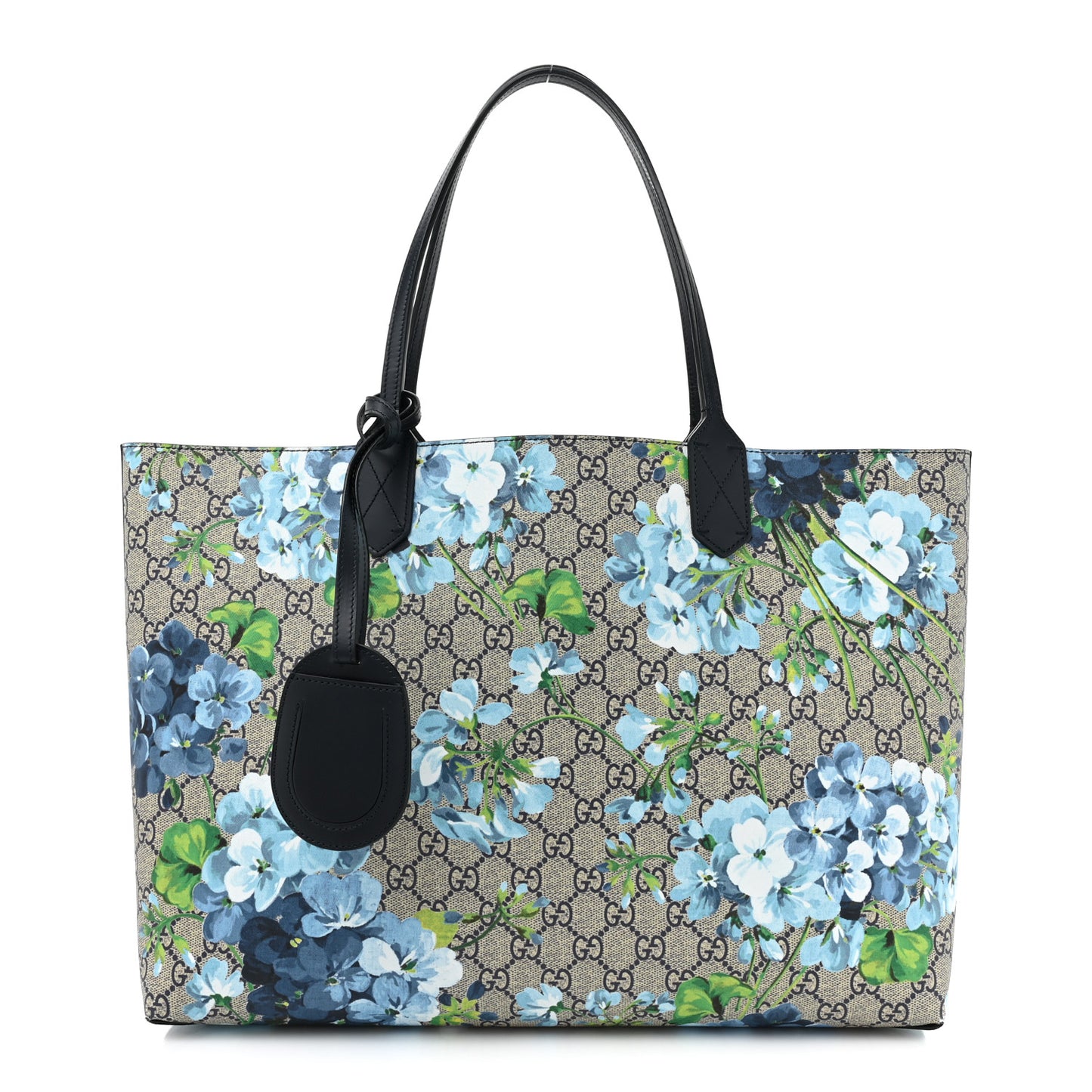 GG Supreme Monogram Blooms Medium Reversible Tote Beige Blue Navy