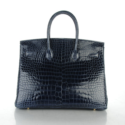 Hermes Shiny Porosus Crocodile Birkin 35 Bleu Abysse 4 of 27