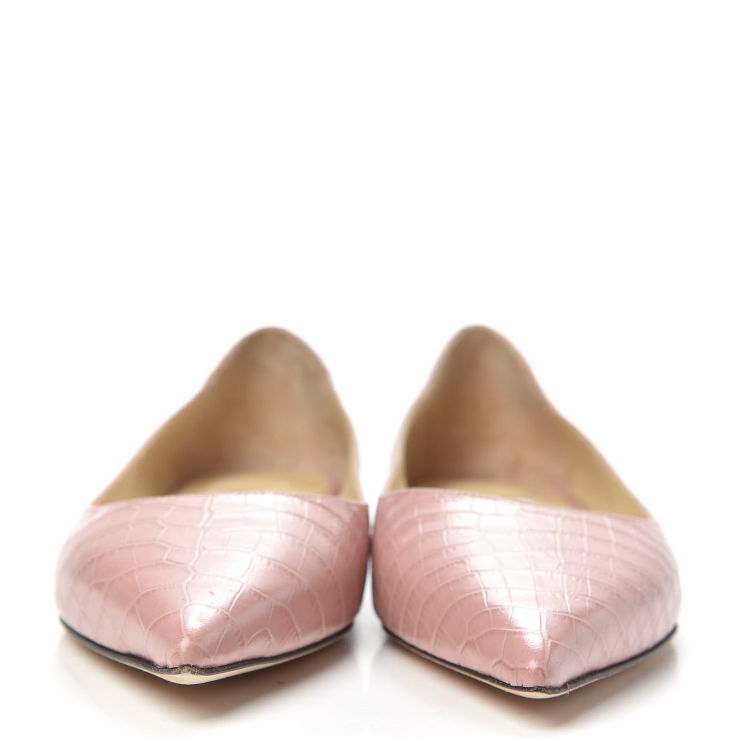 Crocodile Embossed Calfskin Love Flat 37.5 Blush