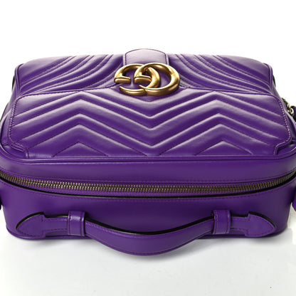 Gucci Calfskin Matelasse Sylvie Web Small GG Marmont Top Handle Shoulder Bag Shine Purple 8 of 8