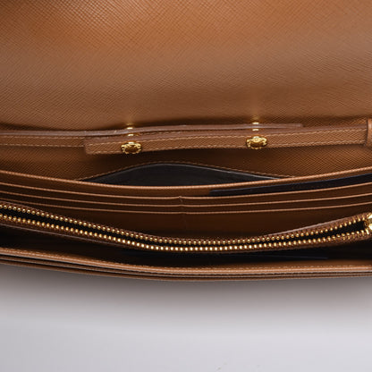 Prada Saffiano Metal Chain Wallet Caramel 5 of 7