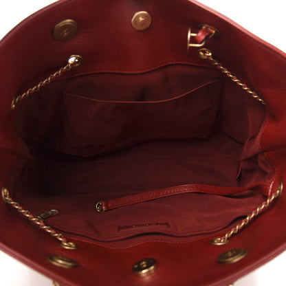 Chanel Aged Calfskin Quilted Drawstring Shopping Tote Red 5 of 12
