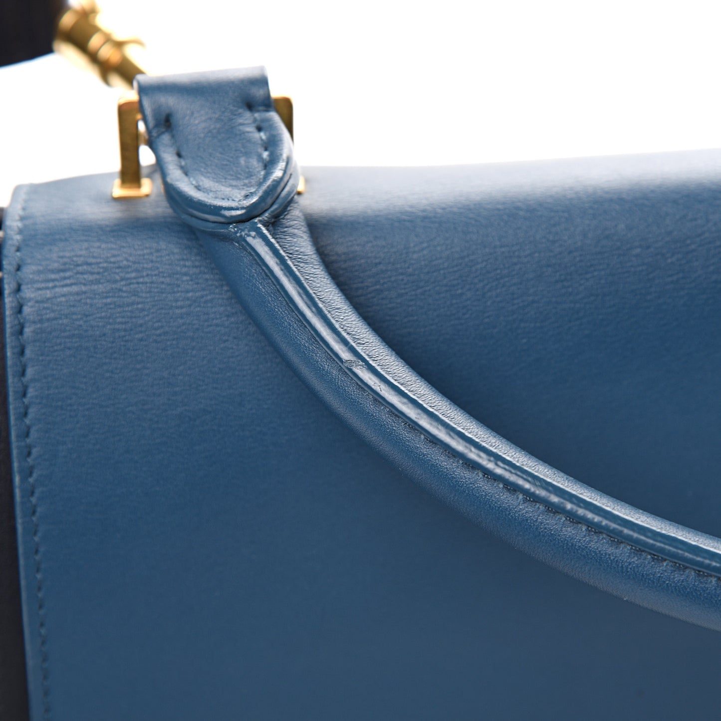 Smooth Calfskin Medium Tri-Color Trapeze Metallic Blue