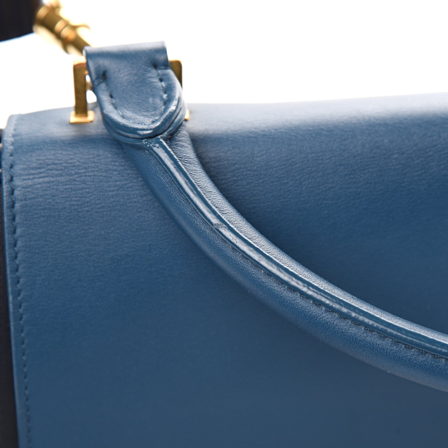 Celine Smooth Calfskin Medium Tri-Color Trapeze Metallic Blue 15 of 15
