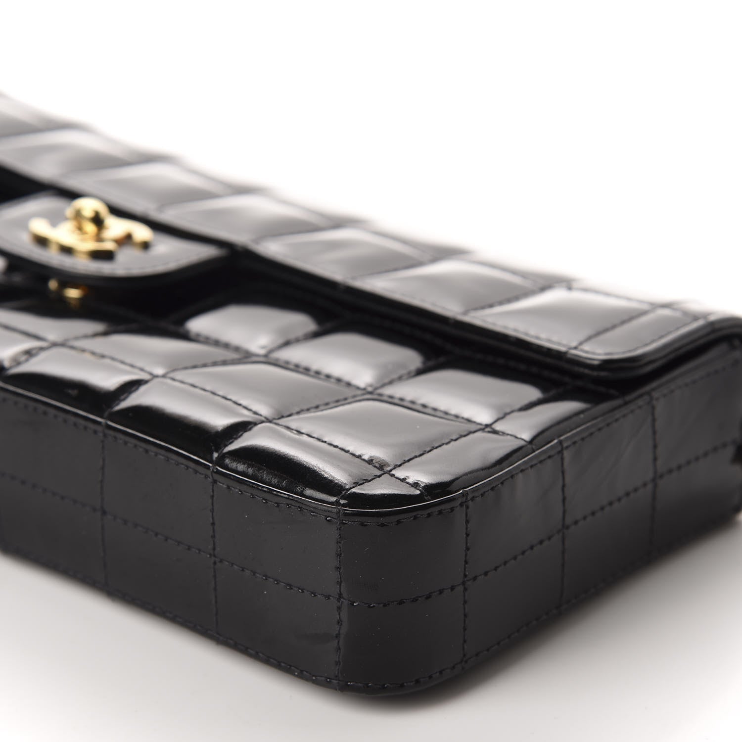 Chanel Patent Quilted East West Chocolate Bar Flap Black 7 of 13