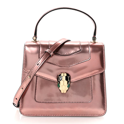 Bulgari Metallic Calfskin Serpenti Forever Top Handle Rose Quartz 1 of 9