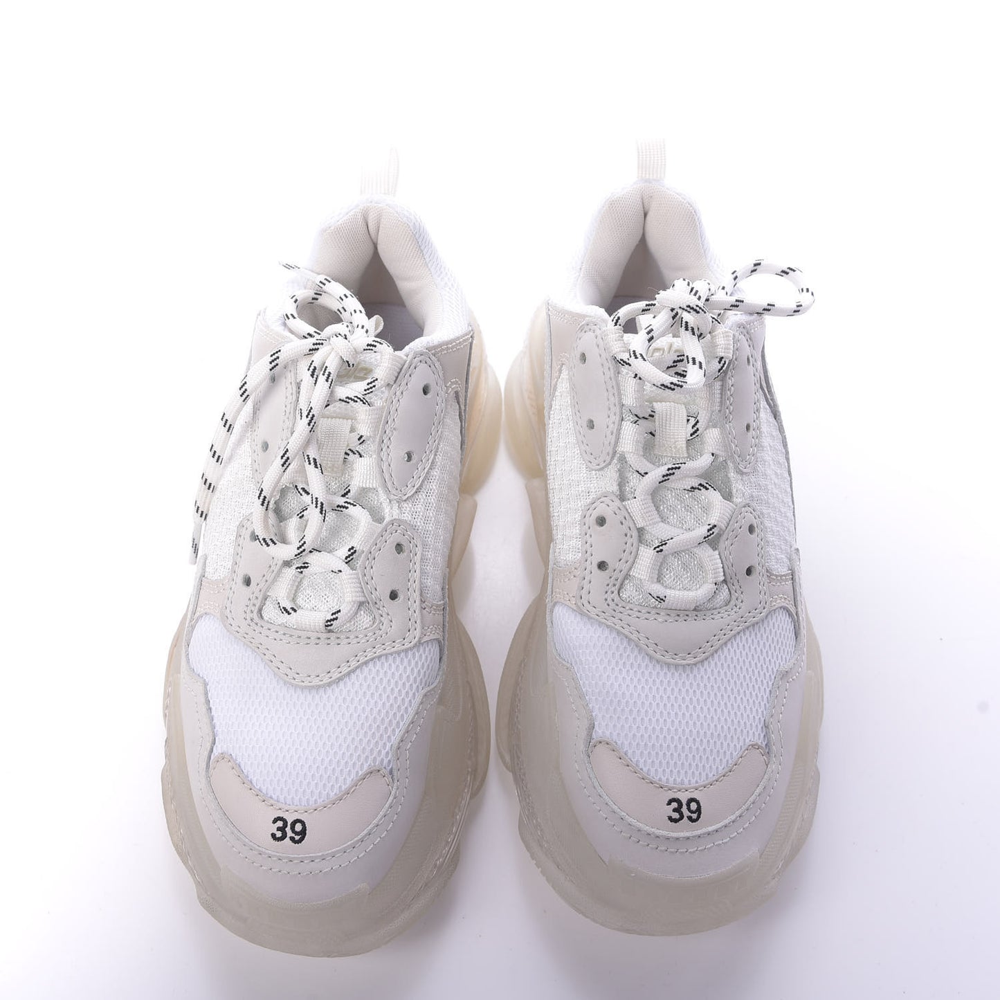 Fabric Mesh Clear Sole Womens Triple S Sneakers 39 White