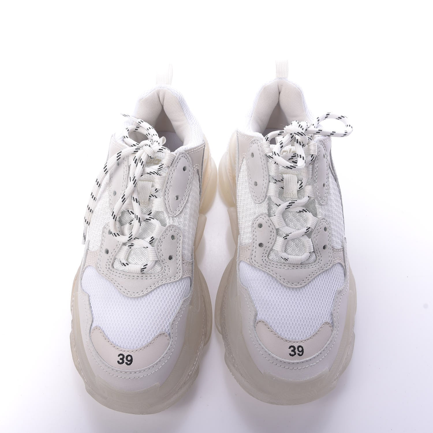 Balenciaga Fabric Mesh Clear Sole Womens Triple S Sneakers 39 White 6 of 9