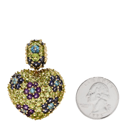 Pasquale Bruni 18K Yellow Gold Peridot Amethyst Blue Topaz Iolite Flower Heart Enhancer Pendant 2 of 3