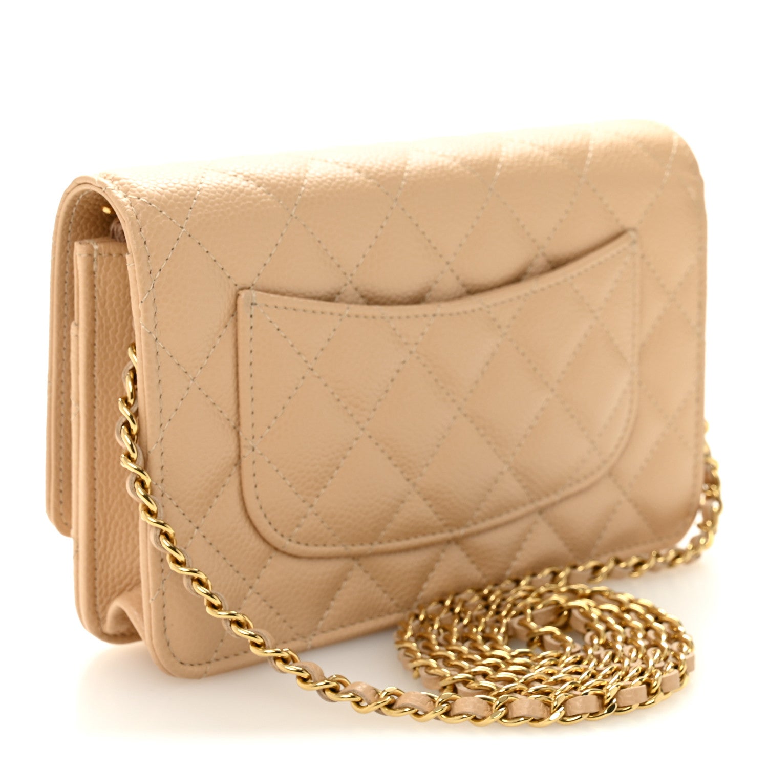 Chanel Caviar Quilted Wallet on Chain WOC Beige 3 of 12