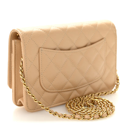 Chanel Caviar Quilted Wallet on Chain WOC Beige 3 of 12