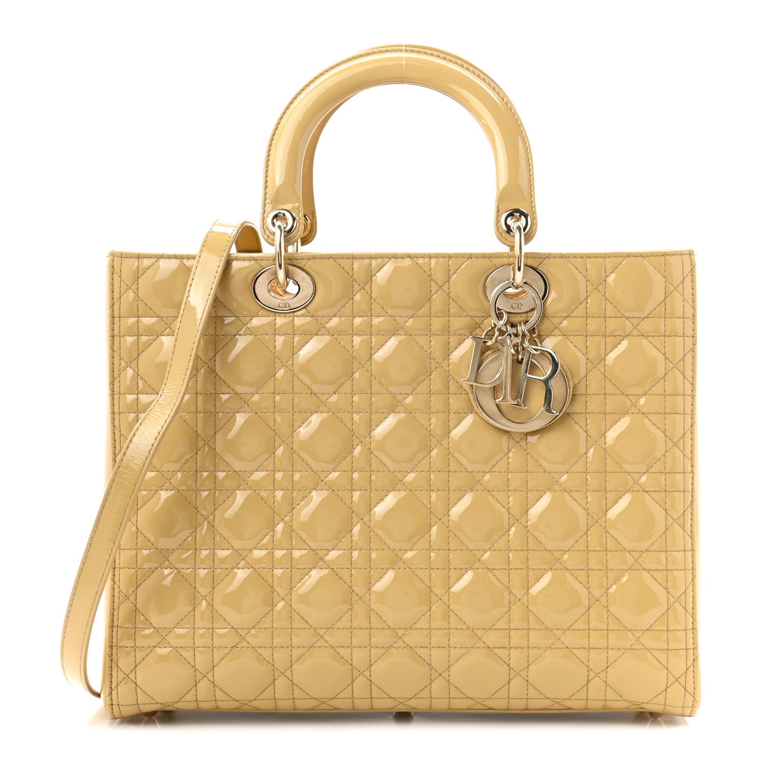 Christian Dior Patent Cannage Large Lady Dior Beige 1 of 9