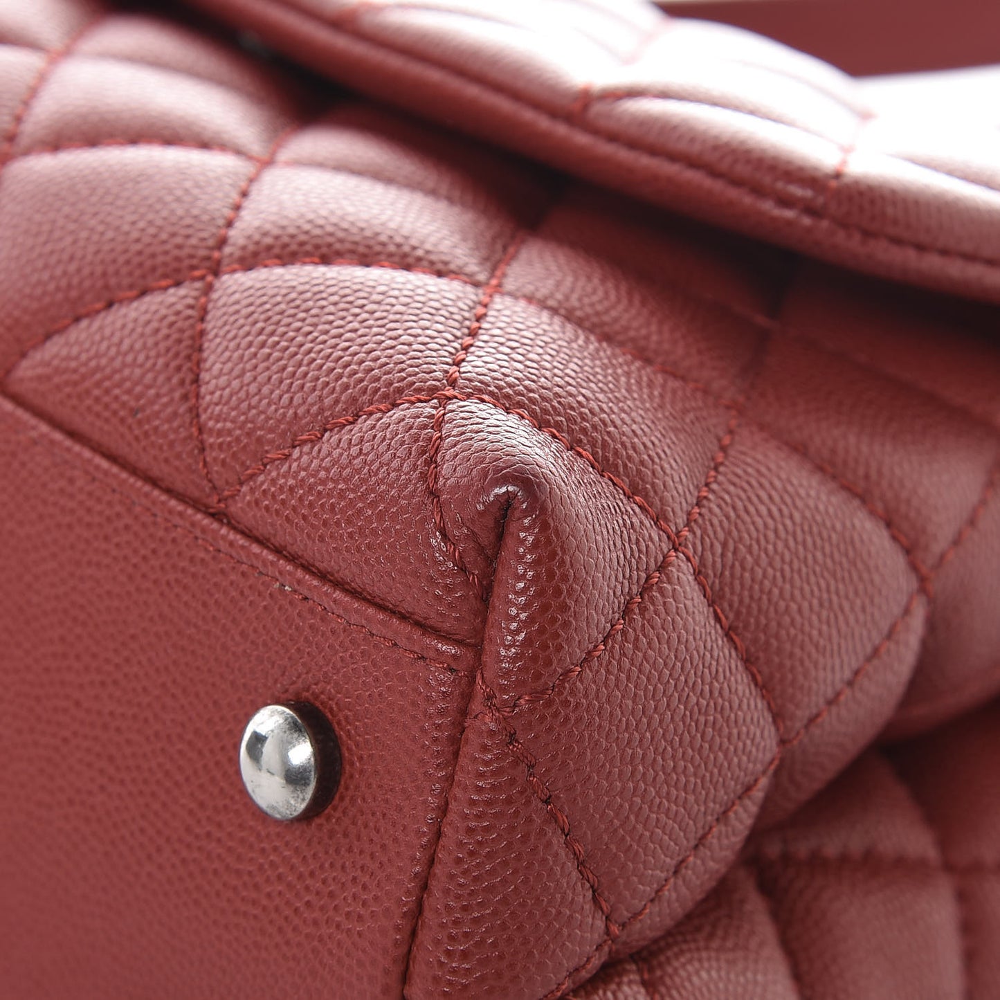 Caviar Quilted Mini Coco Handle Flap Dark Red