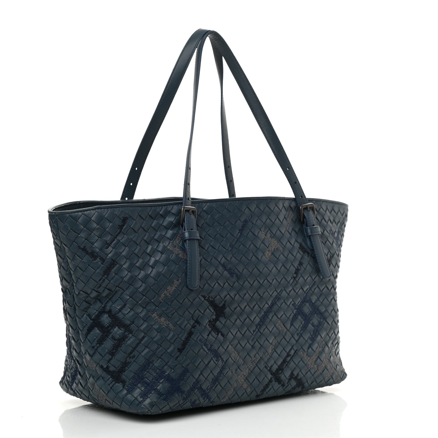 Bottega Veneta Nappa Intrecciato Graffiato Medium Tote Petrol 2 of 12