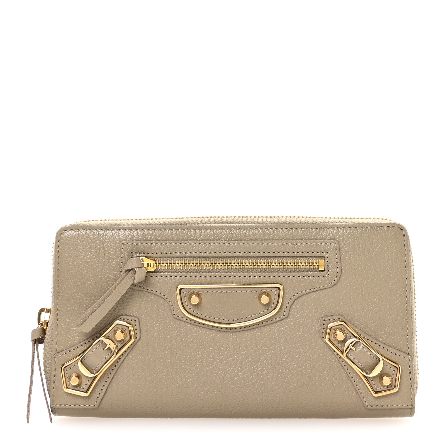Balenciaga Chevre Gold Metallic Edge Hardware Continental Zip Around Wallet Beige Sable 1 of 8