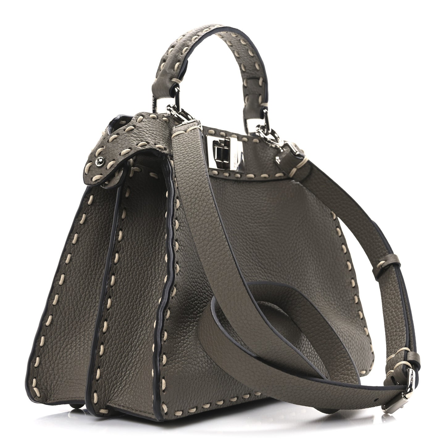 Vitello Granato Camoscio Selleria Macro Stitchings Small Peekaboo I SEE U Satchel Tartufo