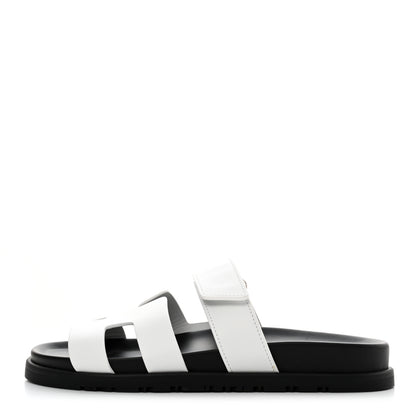 Hermes Calfskin Womens Chypre Sandals 37 White 1 of 8