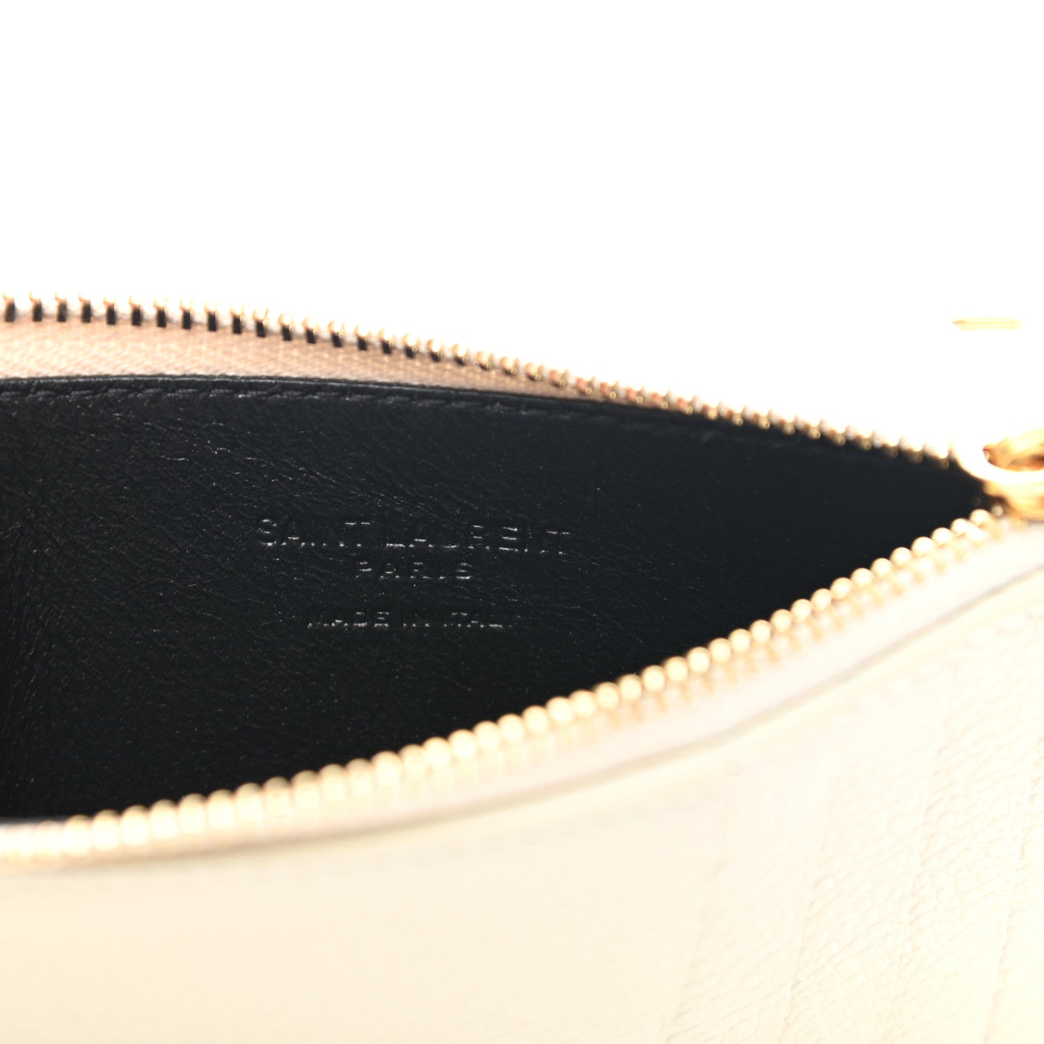 Saint Laurent Grained Calfskin 5 Fragments Zip Pouch Card Holder White 6 of 7