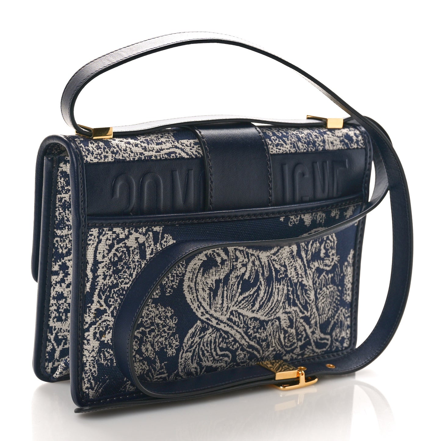 Toile de Jouy Reverse Jacquard 30 Montaigne Flap Bag Blue