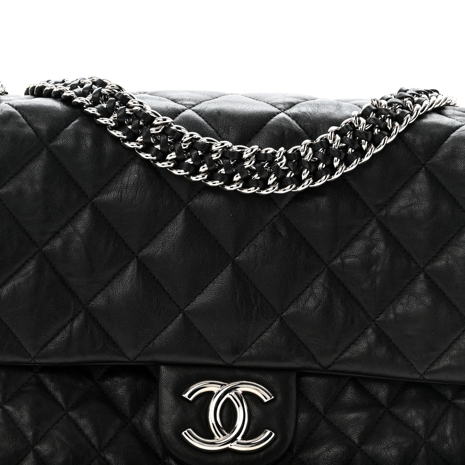 Chanel Washed Lambskin Quilted Maxi Chain Around Flap Black 8 of 12