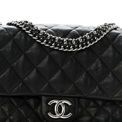 Chanel Washed Lambskin Quilted Maxi Chain Around Flap Black 8 of 12