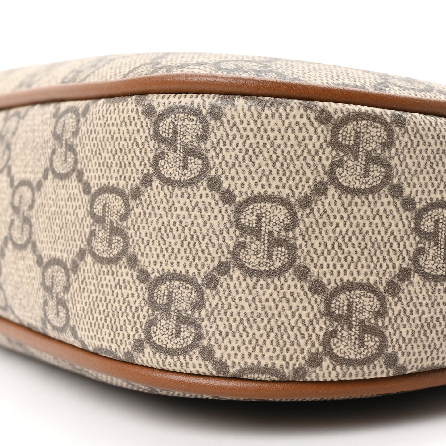 GG Supreme Monogram Textured Calfskin Small Emblem Shoulder Bag Beige Dark Brown