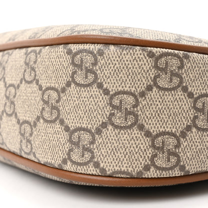 Gucci GG Supreme Monogram Textured Calfskin Small Emblem Shoulder Bag Beige Dark Brown 10 of 10
