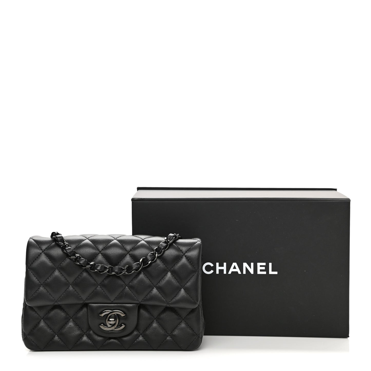 Lambskin Quilted Mini Rectangular Flap So Black