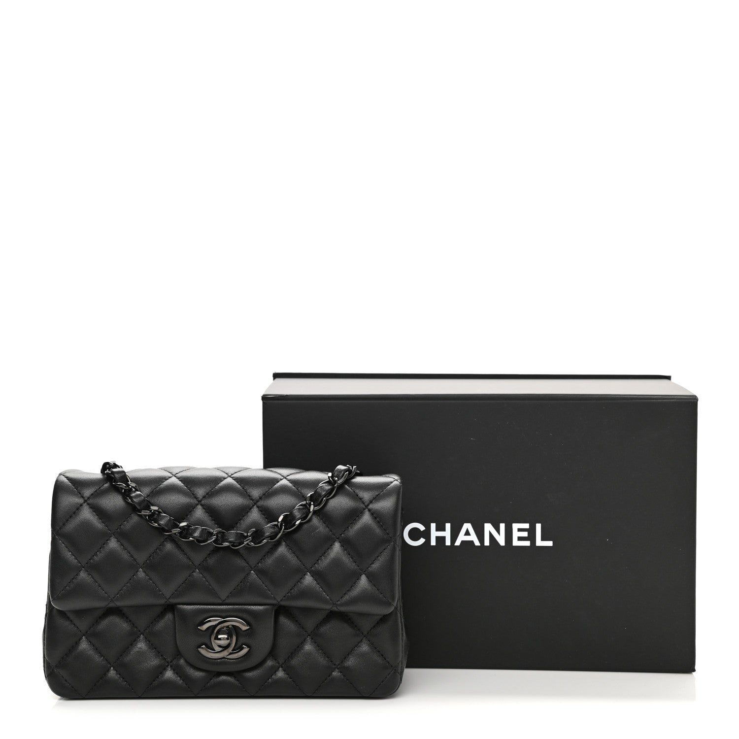 Chanel Lambskin Quilted Mini Rectangular Flap So Black 11 of 11