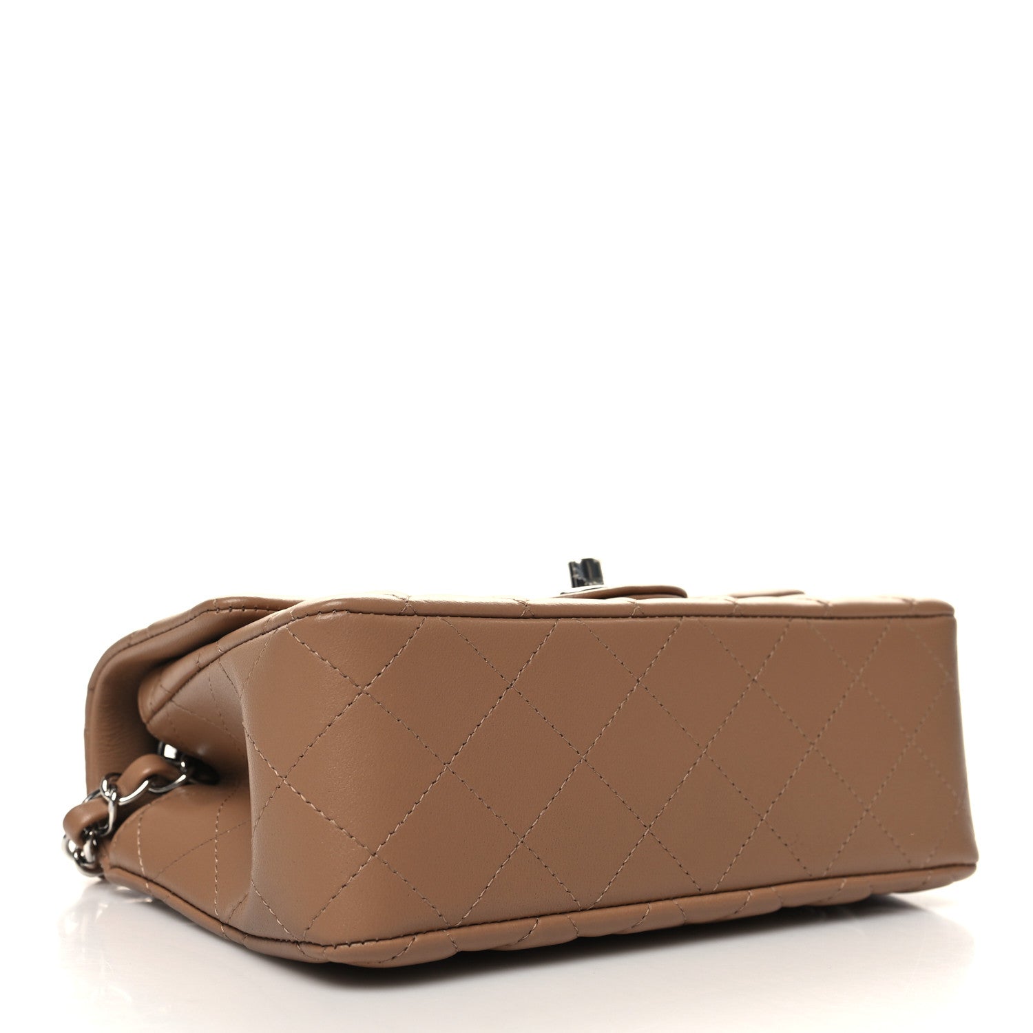 Chanel Lambskin Quilted Mini Rectangular Flap Dark Beige 4 of 10