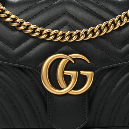 Gucci Calfskin Matelasse Small GG Marmont Shoulder Bag Black 8 of 12
