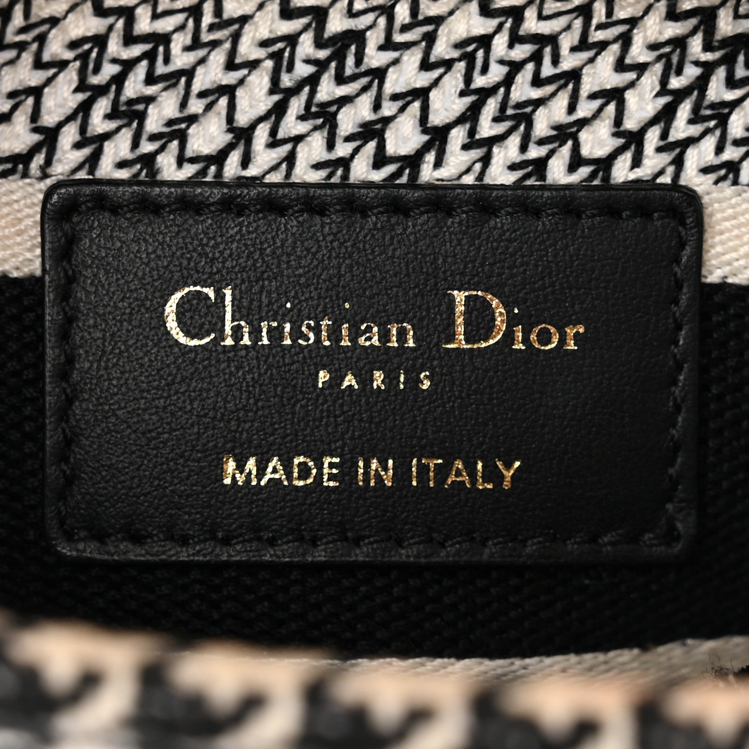 Christian Dior Canvas Houndstooth Embroidered Medium Lady D-Lite Black White 6 of 9