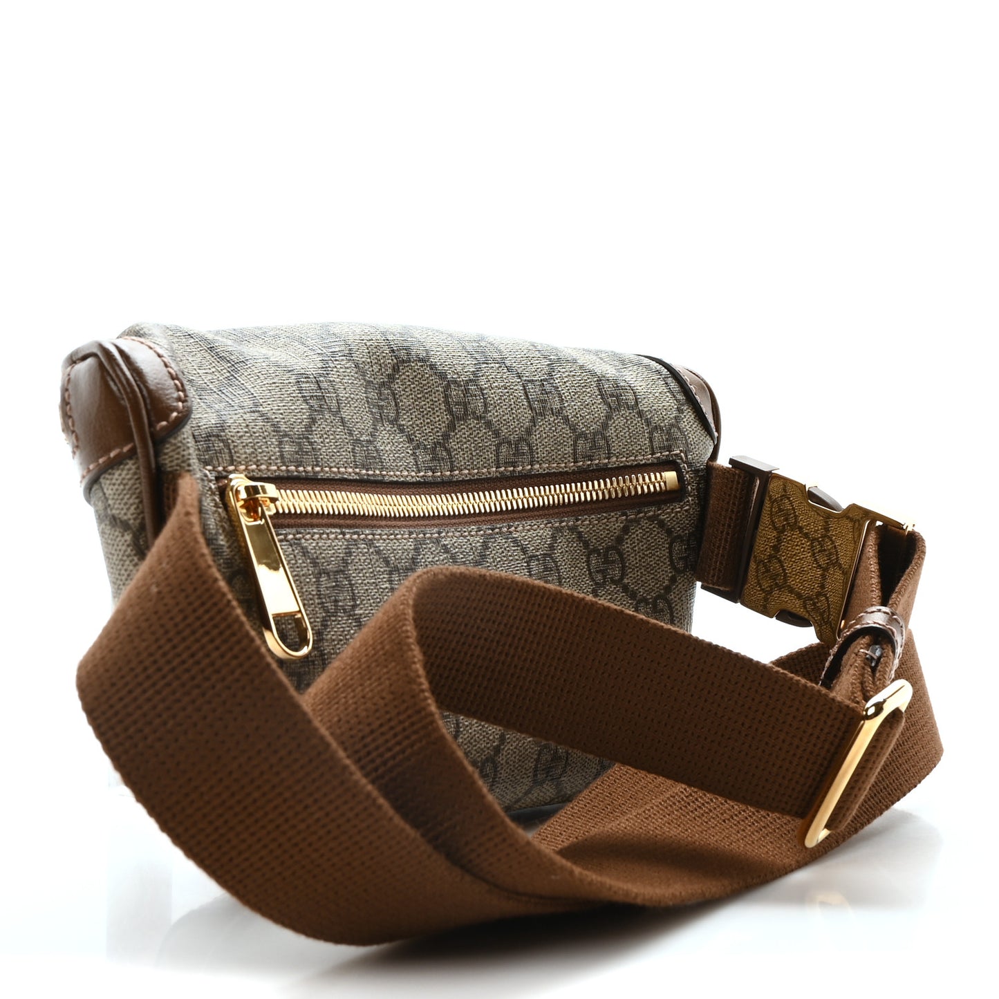 GG Supreme Monogram Textured Calfskin Retro Interlocking G Belt Bag Beige Ebony Brown Sugar