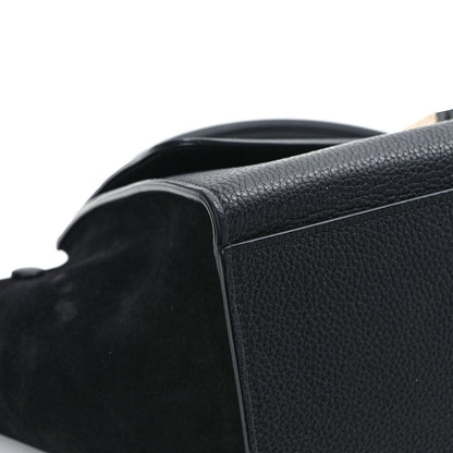 Celine Drummed Calfskin Suede Small Trapeze Black 10 of 15