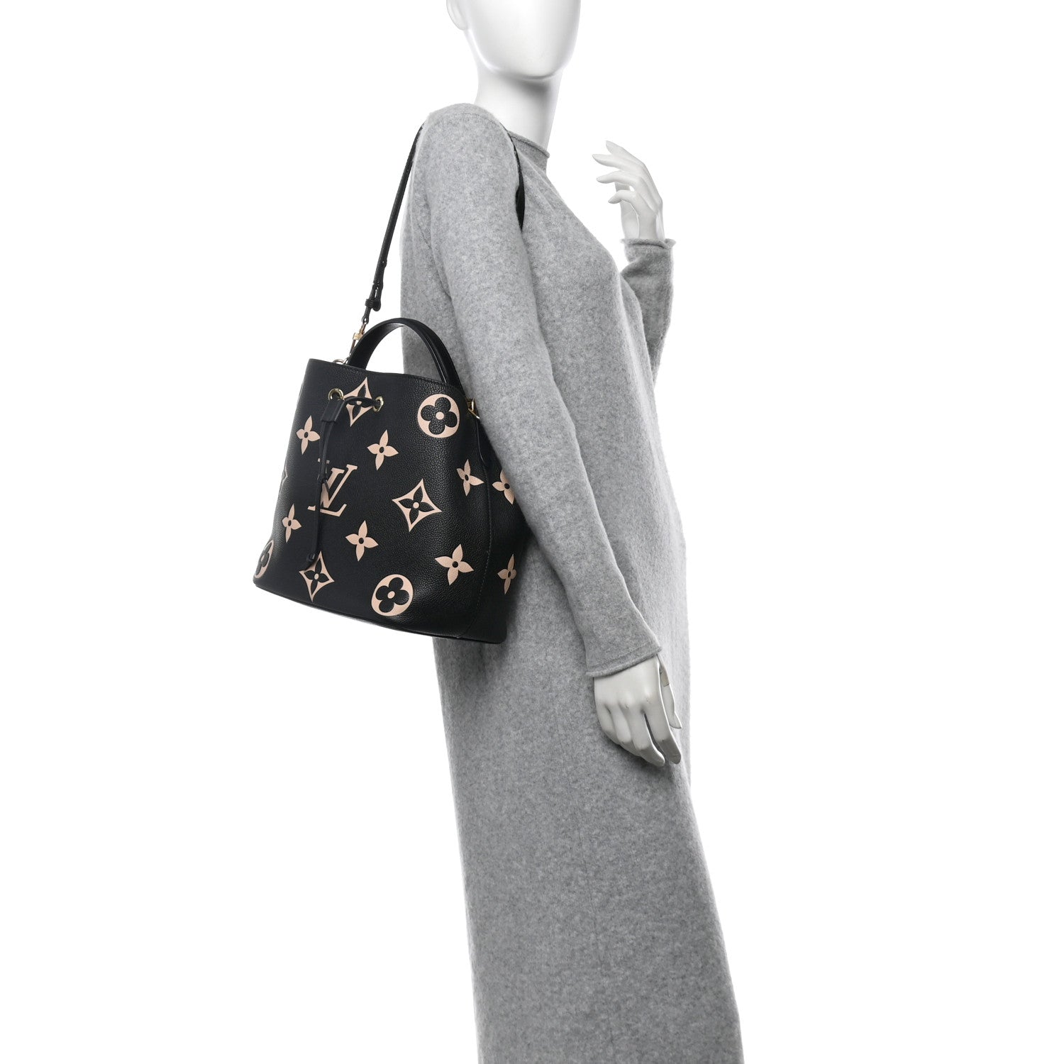 Louis Vuitton Empreinte Monogram Giant Neonoe MM Black Beige 2 of 13