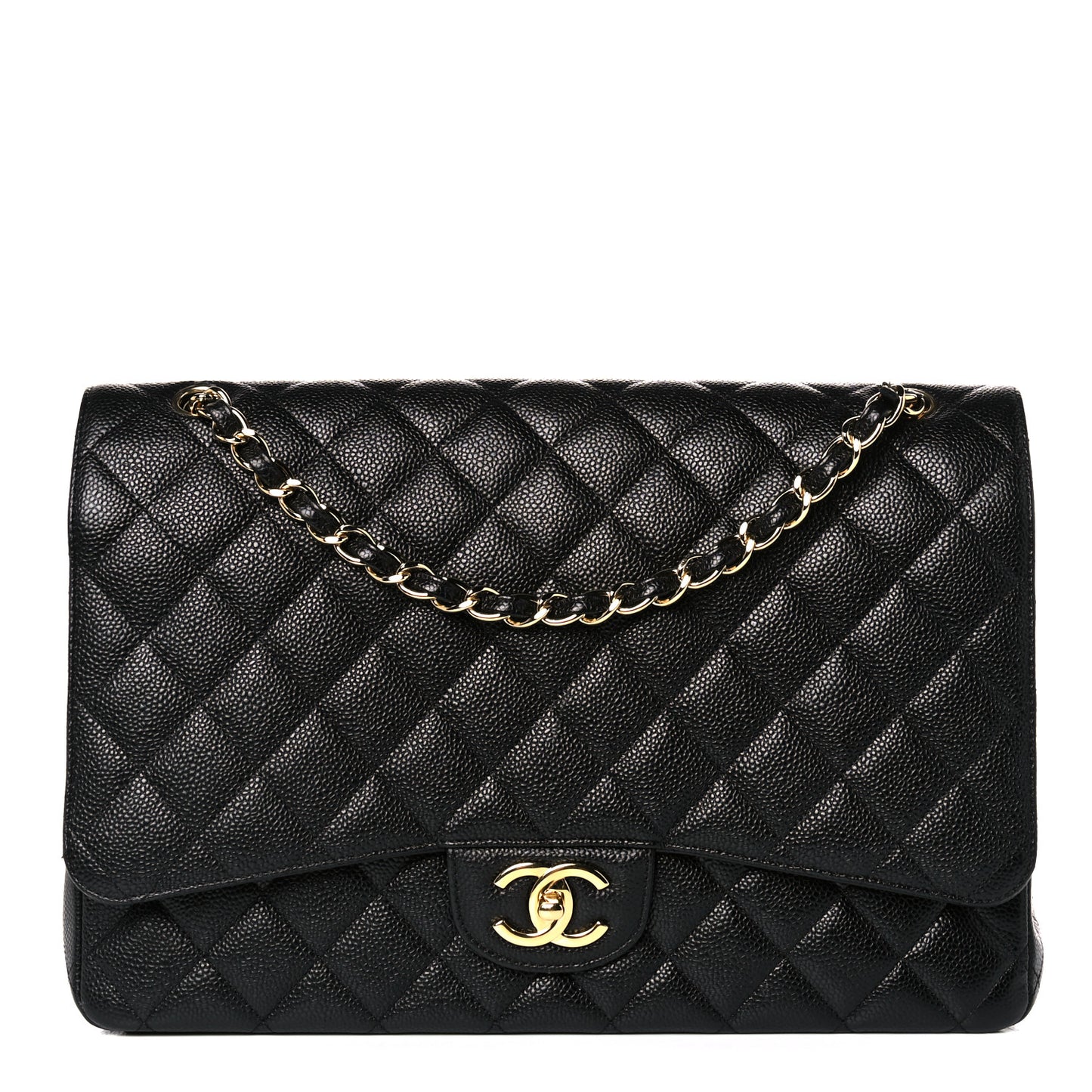 Caviar Quilted Maxi Double Flap Black