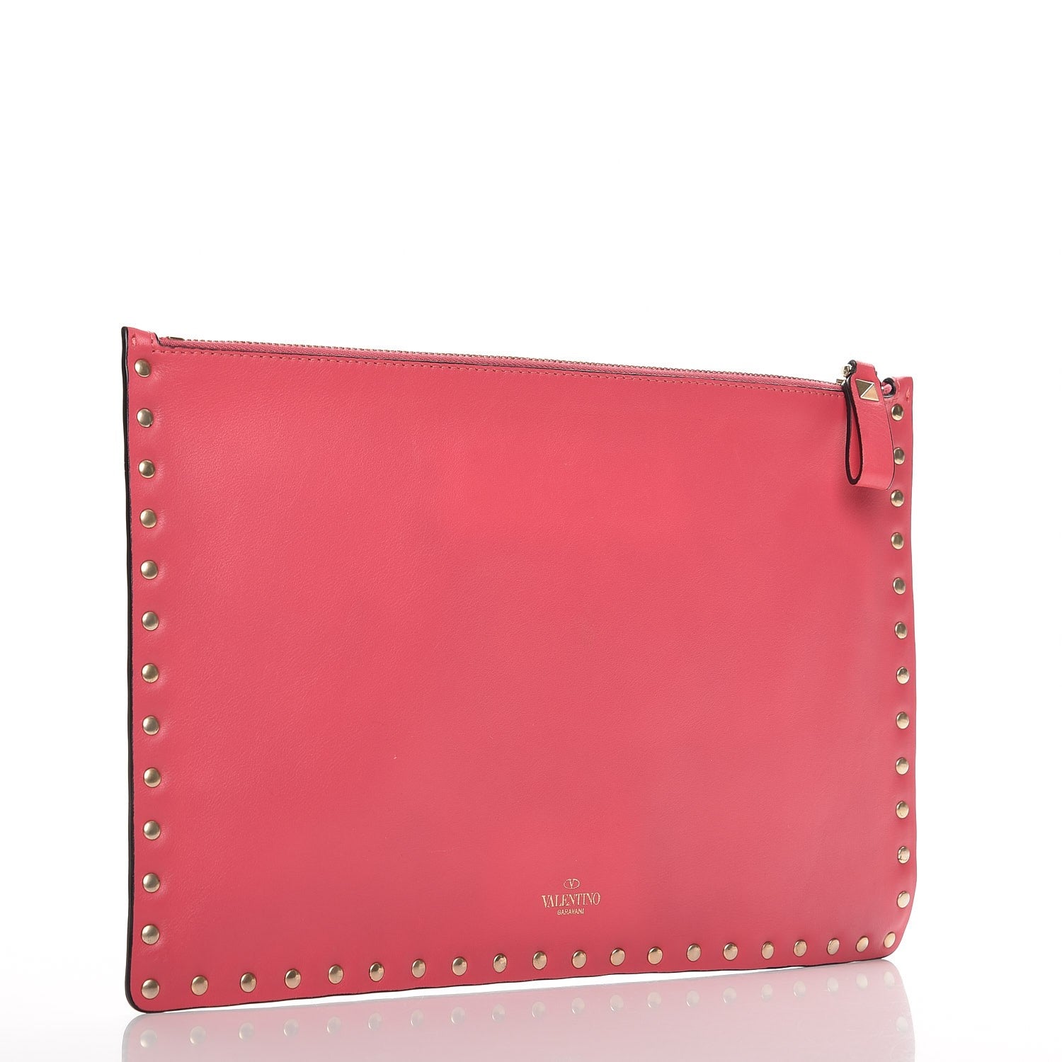 Valentino Garavani Vitello Large Rockstud Zip Pouch Deep Rose 3 of 7
