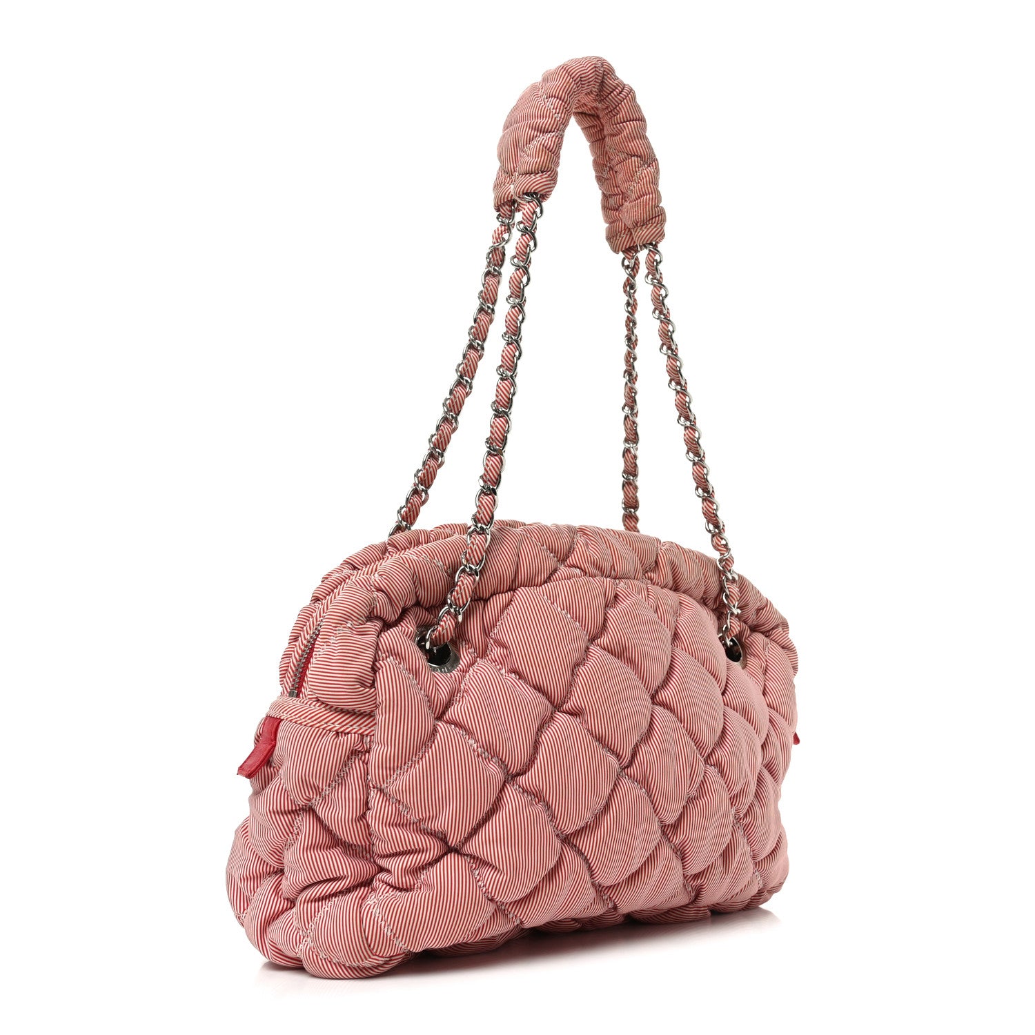 Chanel Nylon Bubble Quilt Shoulder Bag Red White 1886931