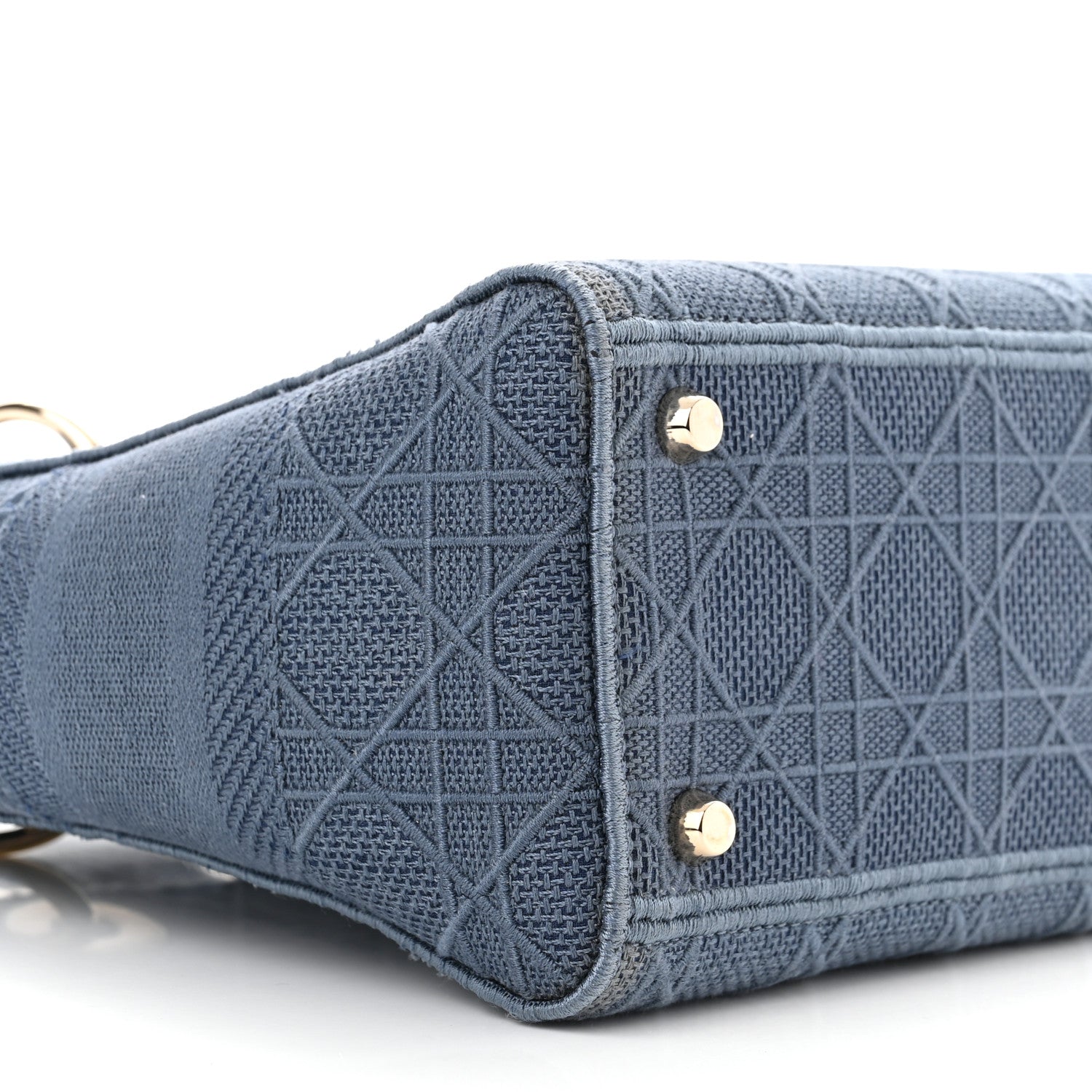 Christian Dior Canvas Embroidered Cannage Medium Lady D-Lite Denim Blue 9 of 11