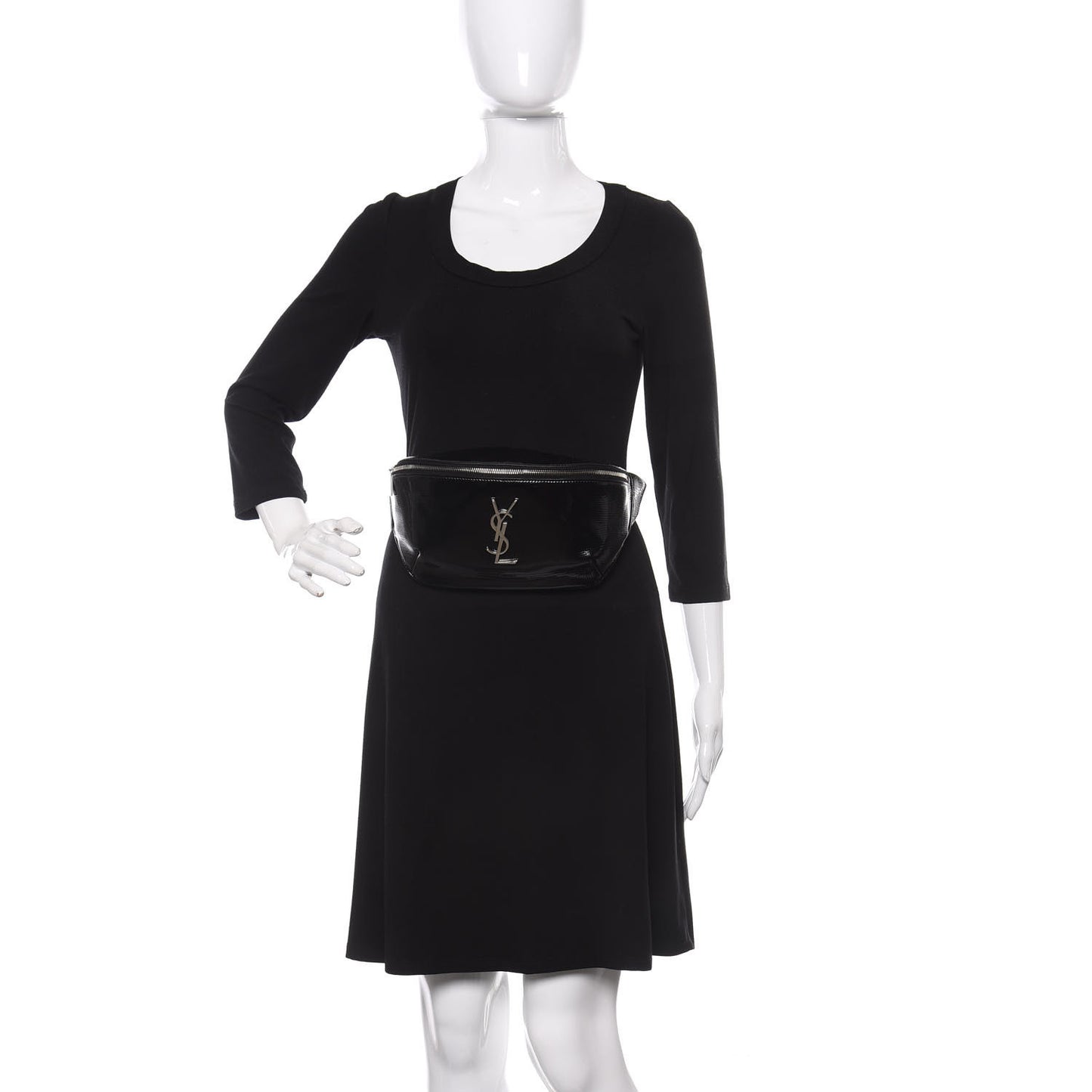 Lizard Embossed Calfskin Belt Bag Black