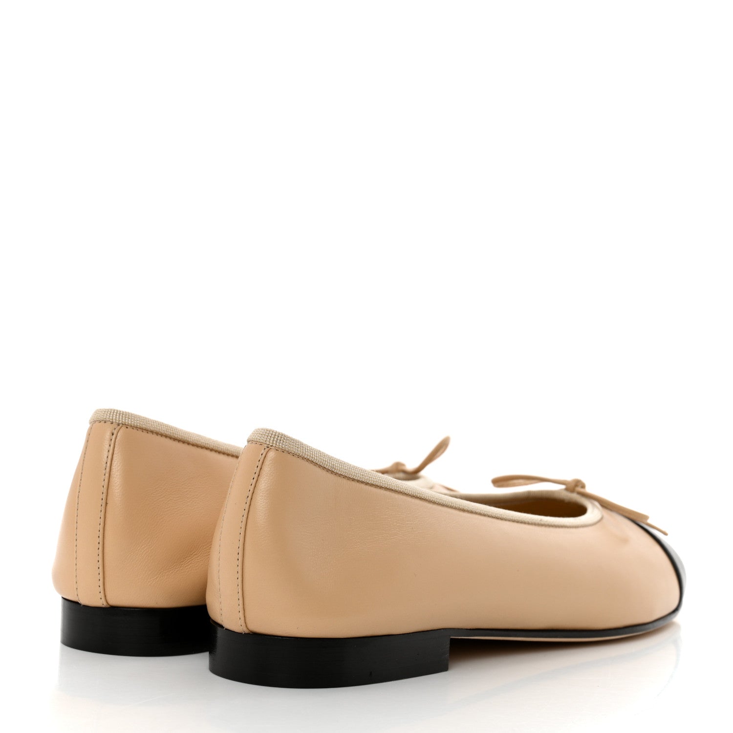 Chanel Lambskin Cap Toe Ballerina Flats 39.5 Beige Black 4 of 9