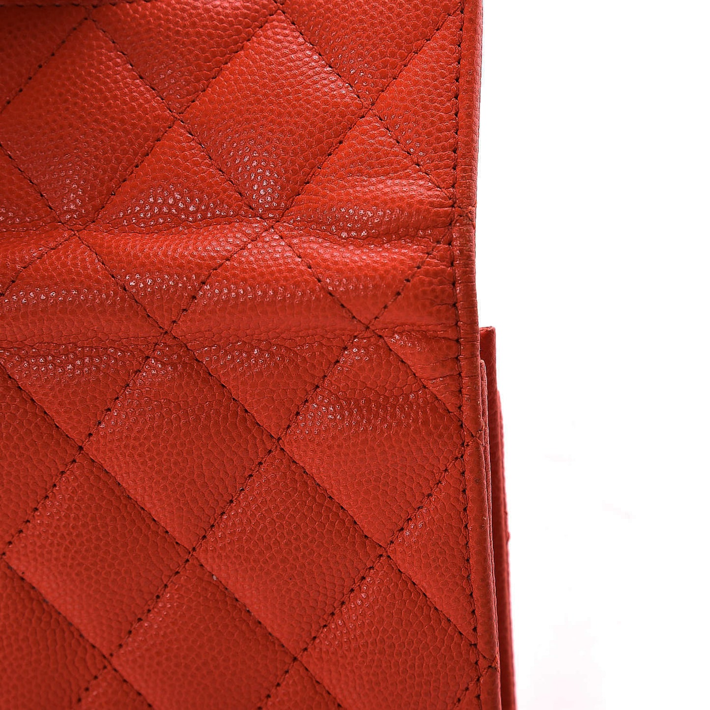 Caviar Quilted Flap Card Holder Dark Red