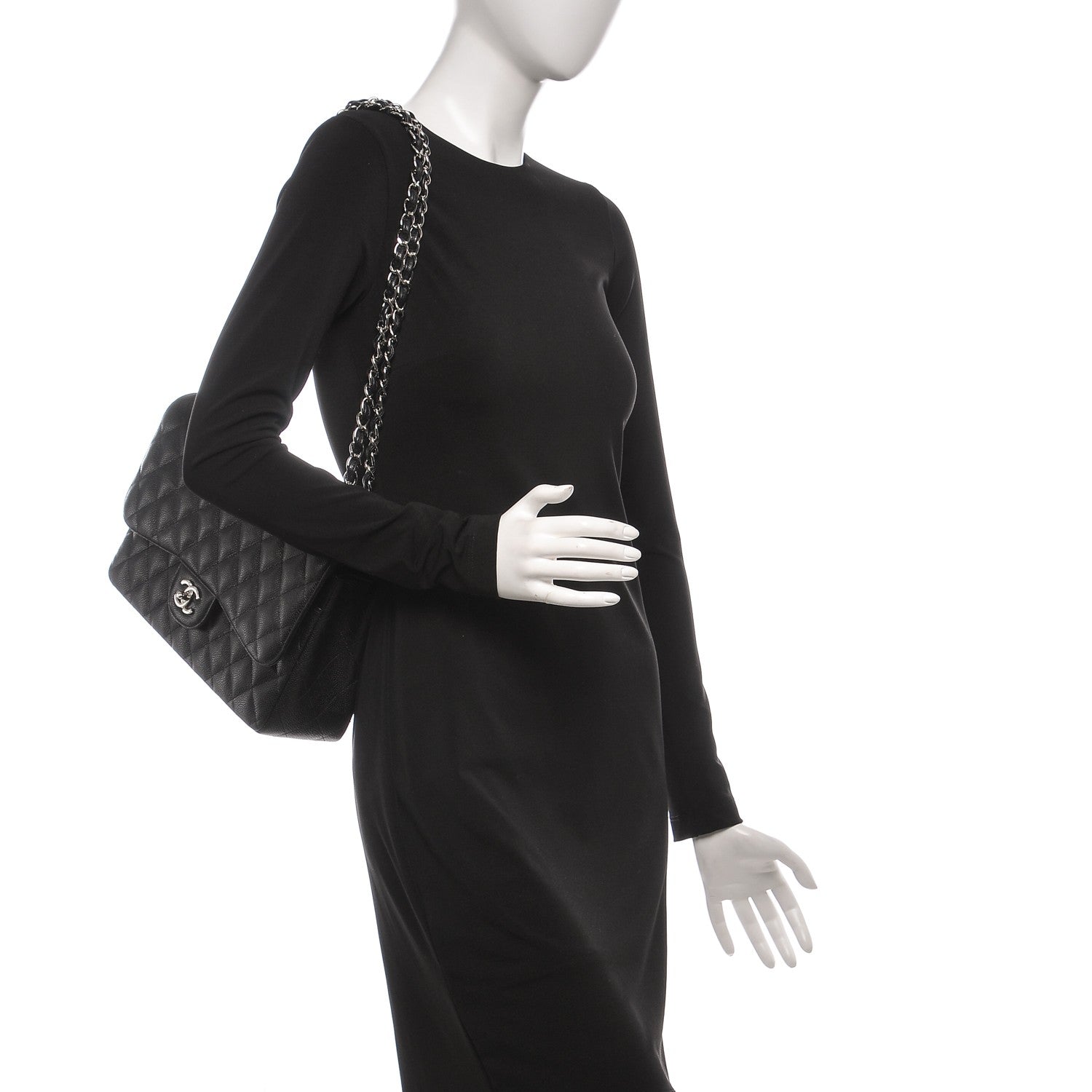 Chanel Caviar Quilted Jumbo Double Flap Black 2 of 7