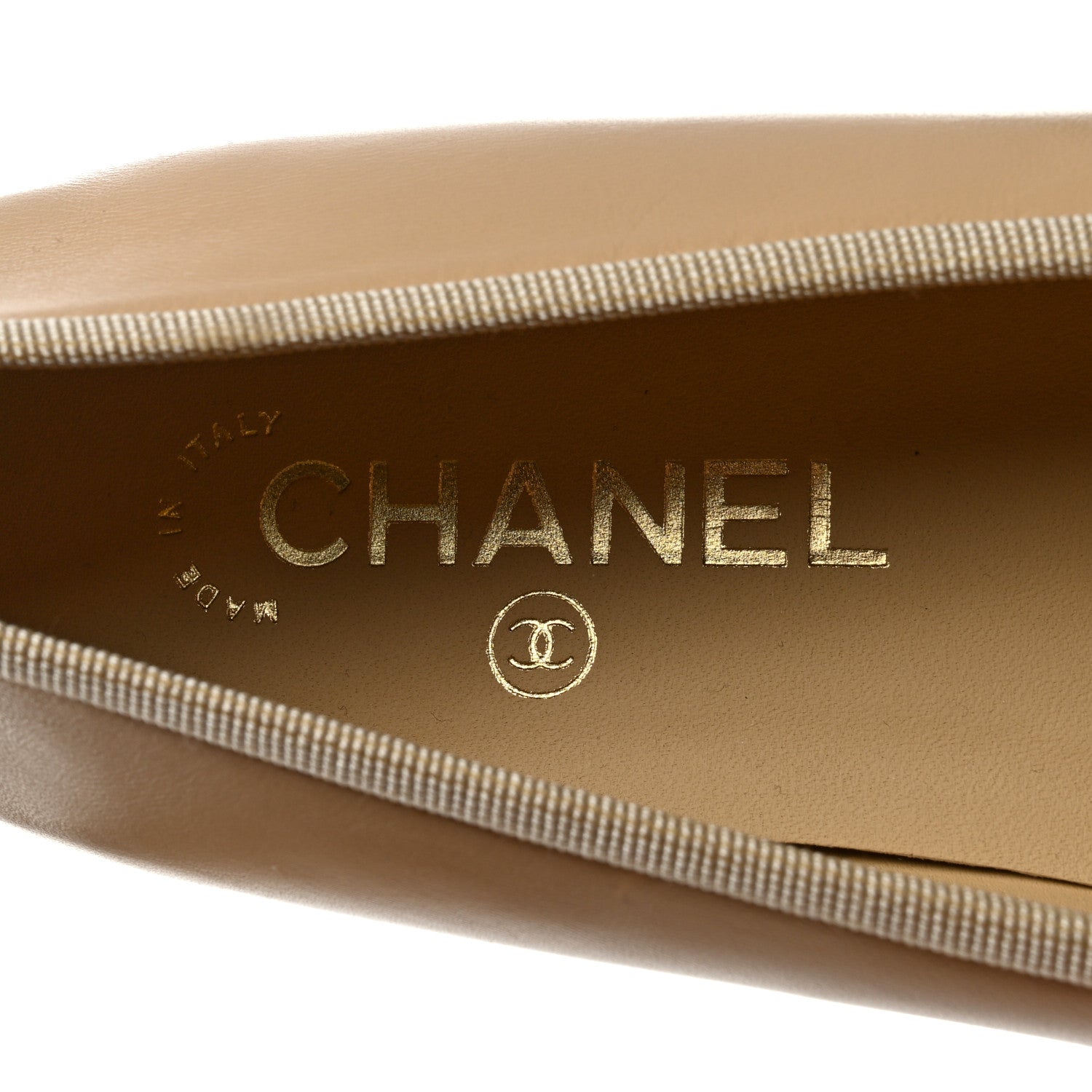 Chanel Lambskin Cap Toe Ballerina Flats 39.5 Beige Black 8 of 9