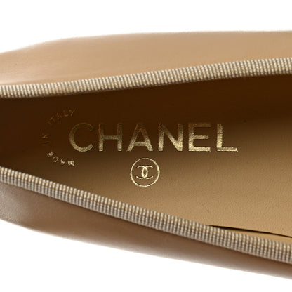 Chanel Lambskin Cap Toe Ballerina Flats 39.5 Beige Black 8 of 9