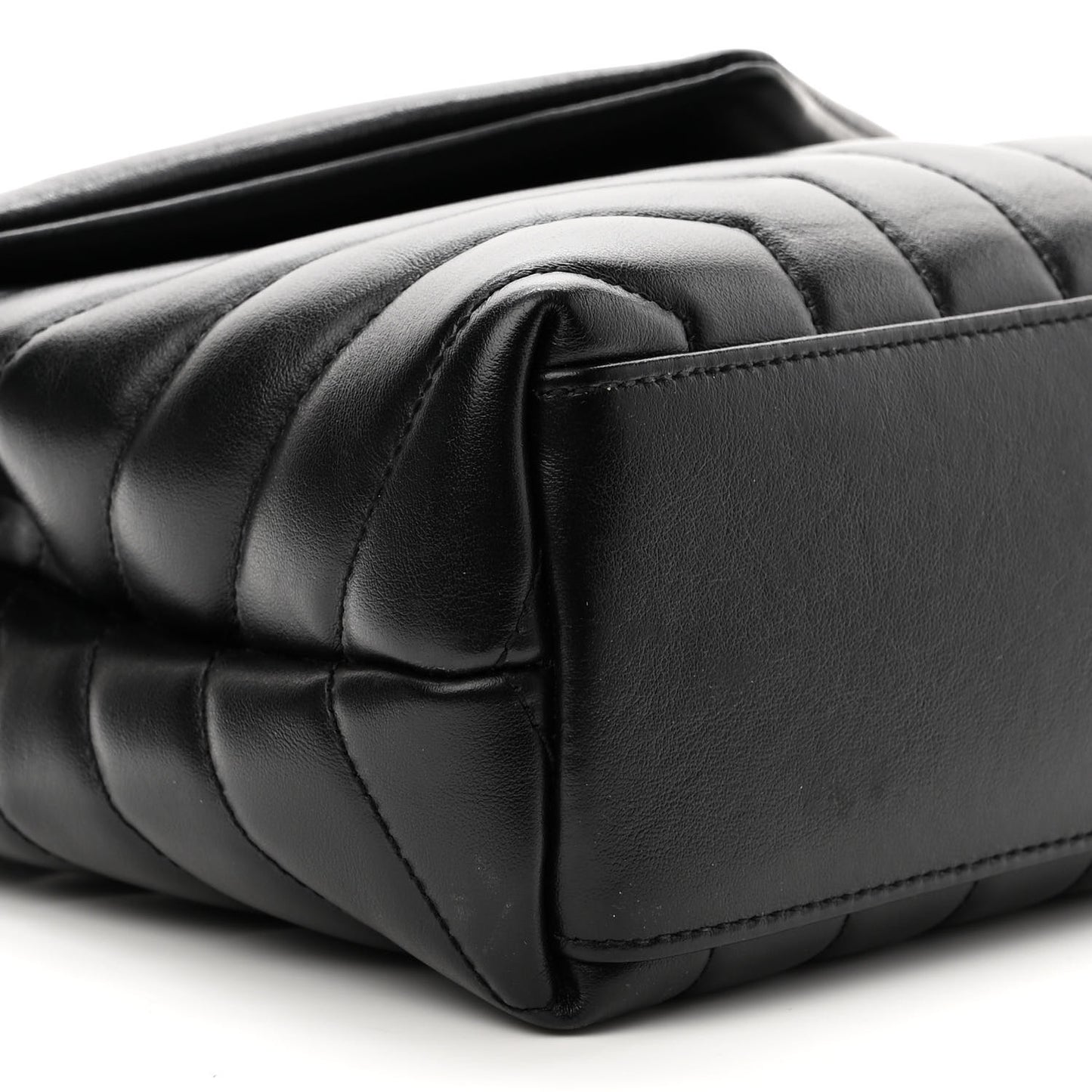 Calfskin Y Quilted Monogram Small Loulou Chain Satchel Black